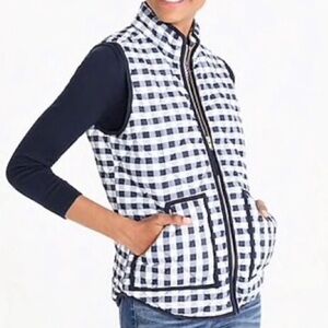 NWT - J. Crew Mercantile • Navy Gingham Puffer Vest - S